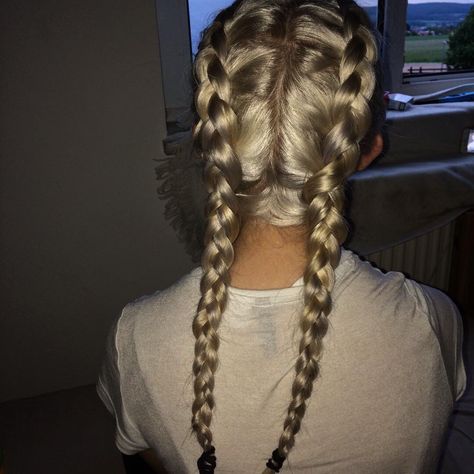 Pinterest: Nuggwifee Blonde Dutch Braids, Lux Aesthetic, Dutch Braids, Pony Tails, Hair 2018, Hair Flip, Hair Braids, Braid Hairstyles, Dutch Braid