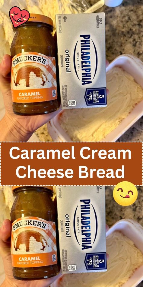 Experience the blissful pairing of caramel and cream cheese in this Caramel Cream Cheese Bread. A must-try for any sweet lover. Caramel Cream Cheese Bread, Dessert Creme, Dessert Breads, Cream Cheese Bread, Icing Recipes, Cheese Bread Recipe, Caramel Cream, Caramel Creams, Caramel Topping