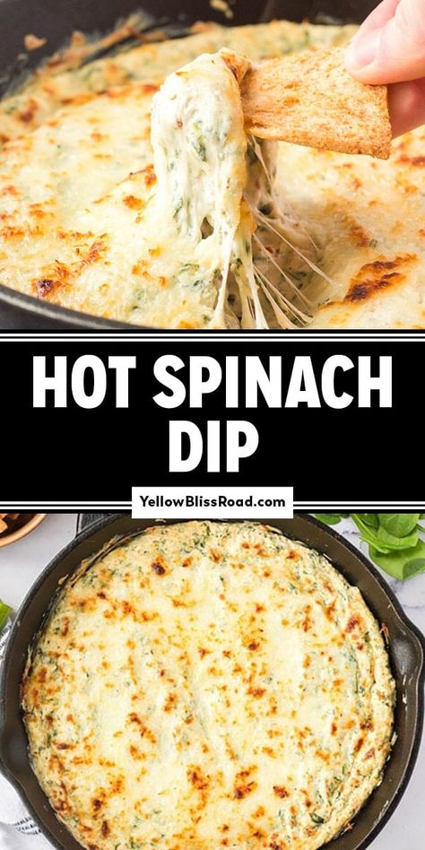 Spinch Dip, Spinach Dip Baked, Spinach Dips, Hot Spinach Dip Recipe, Hot Spinach And Artichoke Dip, Cheese Spinach Dip, Warm Spinach Dip, Easy Spinach Dip, Hot Spinach Artichoke Dip