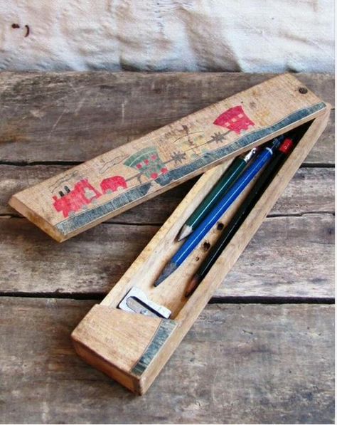 80s Things, 1980s Childhood, Childhood Things, Wooden Pencil, Pencil Box, Vintage School, Wood Inlay, Pencil Boxes, Family Memories