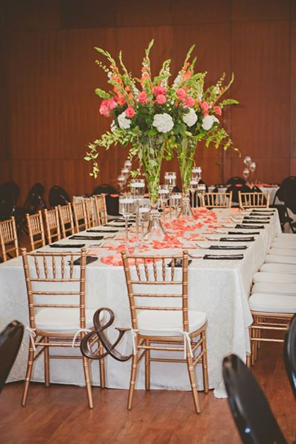 beautiful head table from my May wedding. Coral centerpieces, roses, hydrangeas, gladiolus, bells of ireland + ampersand Gladiolus Wedding Centerpiece, Gladiolus Flower Wedding, Gladiolus Centerpiece, Coral Wedding Centerpieces, Gladiolus Wedding, Centrepiece Flowers, Coral Centerpieces, Coral Wedding Themes, Tall Floral Arrangements