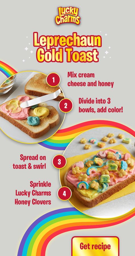 Rainbow Toast, Leprechaun Rainbow, Leprechaun Gold, Baby Food By Age, Honey And Clover, Magically Delicious, Breakfast Idea, Homemade Baby, Delicious Breakfast