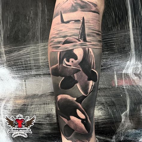 Realistic Orca Tattoo, Orca Whales Tattoo, Whale Sleeve Tattoo, Orca Tattoo Sleeve, Ocean Sleeve Tattoo Women, Orca Tattoo Men, Orca Tattoo Design, Orca Whale Tattoo, Killer Whale Tattoo