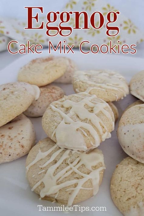 Cake Mix Eggnog Cookies, Egg Nog Cookies Recipe, 40 Cake, Fudge Candy, Eggnog Dessert, Easy Delicious Cakes, Easy Eggnog, Eggnog Cookies, Christmas Yummies