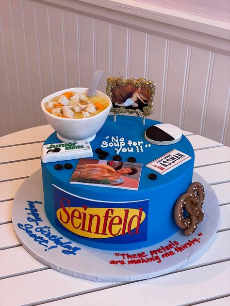 The perfect cake for any seinfeld fan, am i right? Seinfeld Birthday, Decorative Baking, Junior Mints, Surprise Party, Seinfeld, Grooms Cake, Perfect Cake, Food Cravings, Party Cakes