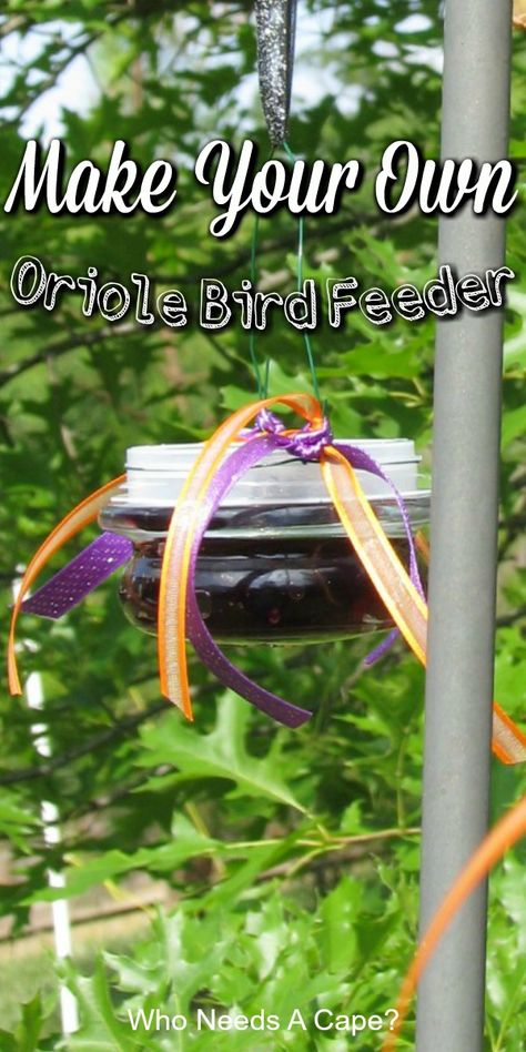 Diy Oriole Feeder, Oriole Bird Feeders Diy, Diy Birdfeeders, Oriole Bird Feeders, Whimsy Garden, Candle Lids, Oriole Bird, Wooden Bird Feeders, Diy Household Tips