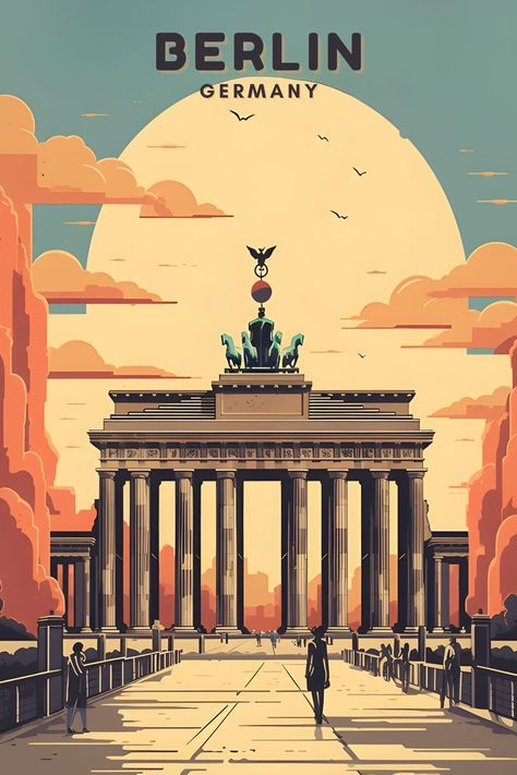 Encouraging Gifts, Gifts For Friend, Tourism Poster, Travel Poster Design, Berlin City, Vintage Poster Design, Travel Globe, Retro Travel Poster, Travel Stickers