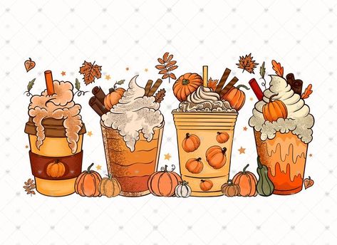 Fall Drink, Drink Design, 귀여운 음식 그�림, Pumpkin Latte, Pumpkin Png, Drinks Design, Fall Drinks, Fall Coffee, Halloween Coffee