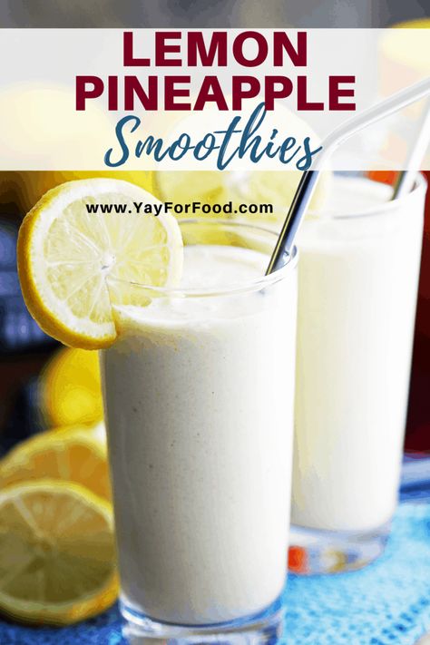 Wonderful sweet and tart pineapple meets the zesty flavour of lemon in this bright and healthy smoothie recipe. Enjoy it as a delicious breakfast or mid-day snack. Tart Pineapple, Healthy Smoothie Recipe, Lemon Smoothie, Smoothie Drink Recipes, Pineapple Smoothie, Easy Smoothies, Fruit Smoothie Recipes, Healthy Smoothie, Delicious Breakfast