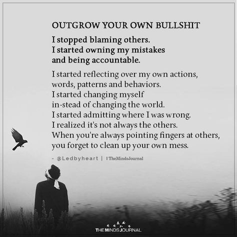 Self Displine Quotes, Starting My Life Over, Placing Blame Quotes, Owning Your Mistakes, Blaming Others Quotes, Introspection Quotes, Blame Quotes, Accountability Quotes, Mistake Quotes