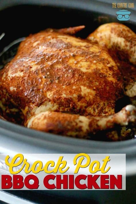 Whole Chicken In The Crockpot, Bbq Whole Chicken, Crockpot Whole Chicken Recipes, Crockpot Whole Chicken, Chicken Slowcooker, Crock Pot Bbq, Chicken Recipes Instant Pot, Crockpot Recipes Ground Beef, Chicken Breast In Air Fryer