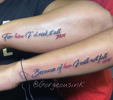 Matching Mom And Daughter Tattoos Black, Cute Female Tattoos Ideas, Matching Neck Tattoos Couples, Tattoos With Meaning For Couples, Black Couples Matching Tattoos, Tattoo Ideas For Girlfriend Name, Matching Tattoos For Uncle And Niece, Tattoo Ideas For Boyfriend And Girlfriend, Matching Tattoos For Couples Meaningful