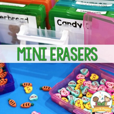 Mini Eraser Activities Preschool, Preschool Bins, Mini Eraser Activities, Toddler Lesson Plans, Math Activities For Preschool, Early Preschool, Childhood Activities, Quarantine Activities, Toddler Math