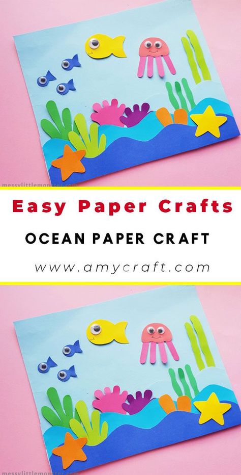 25 Easy paper Crafts That Make Adorable DIY Decorations - paper crafts easy for school Sea Animal Crafts, Ocean Theme Crafts, Ocean Animal Crafts, Under The Sea Crafts, Construction Paper Crafts, Craft Easy, Quilled Creations, Sea Crafts, Ocean Crafts