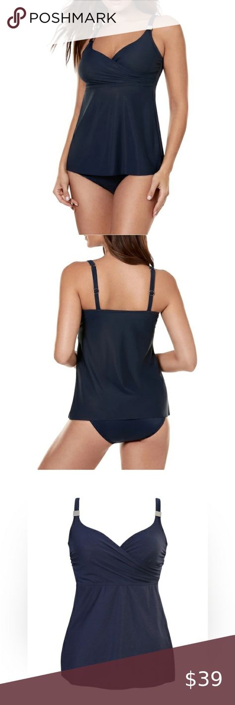 Miraclesuit surplice underwire tankini swim top navy blue women’s 38D Underwire Tankini Tops, Underwire Tankini, Tankini Swim Tops, Swim Tankini, 10 Seconds, In The Pool, 10 Pounds, Tankini Top, Swim Top