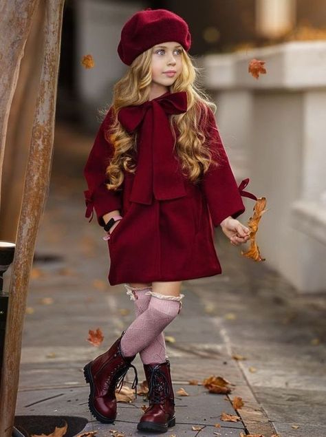 Kids Outfits Daughters, Girls Winter Dresses, Kids Winter Outfits, Fulfillment Center, Winter Outfits Aesthetic, Casual Dressy, Long Wool Coat, Kids Fashion Clothes, Stylish Kids