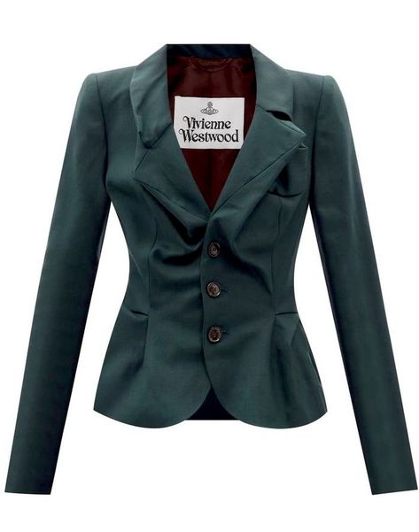 Vivienne Westwood green jacket Vivienne Westwood Jacket, Westwood Vivienne, Dark Blue Blazer, Outfits To Try, Fancy Frocks, Checked Blazer, Style Savvy, Tailored Blazer, Satin Shirt