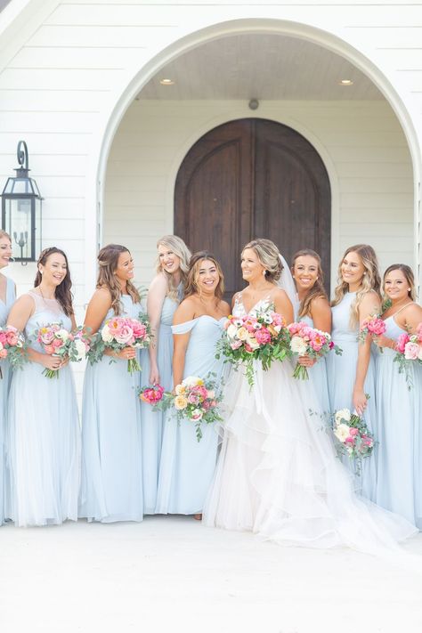 Weddings In July Ideas, Bridesmaids In Two Different Colors, August Color Wedding, Bridesmaid Dresses April Wedding, Colorful Bouquet Bridesmaids, July Wedding Palette, Summer Wedding Pallets Color Schemes, May Wedding Bridesmaid Dresses, Timeless Summer Wedding