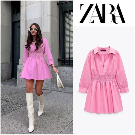 Pink dress 💕 - Dress: 29,95€ ref:3211/255 - #zara #zaraoutfit #zarawoman #zaradress Zara Dress Outfit, Outfit Bautizo, Zara Poplin Dress, Zara Long Dress, Zara Pink Dress, Hot Pink Midi Dress, Pink Dress Outfits, Pink And Red Dress, Dress Outfits Party