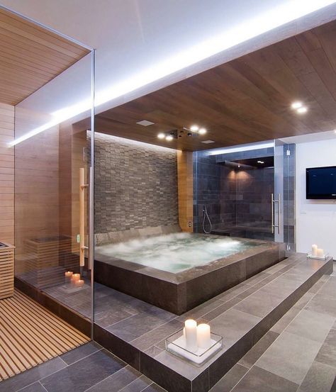 Indoor Hot Tub, Aesthetic Interior Design, Bad Inspiration, Jacuzzi Tub, Spa Room, Bathroom Spa, Bathroom Design Luxury, Dream Bathrooms, Bathroom Layout