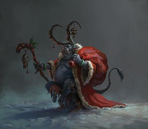 ArtStation - Krampus, Alexander Kozachenko Alexander Kozachenko, Krampus Art, Christmas Horror, Fantasy Demon, Bad Santa, Santa Art, Creepy Christmas, Dark Christmas, Dungeons And Dragons Homebrew