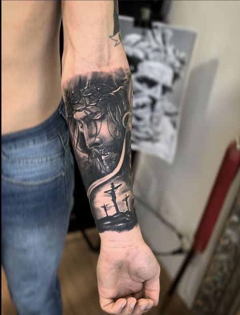 Tatuador Luciano em 2022 | Tatuagem de jesus, Gueixas tatuagem, Tatuagem relogio com rosas Religous Tattoo Arm Sleeve, Jesus Christ Tattoo Designs, Jesus Tattoo On Arm, Tattoo Jesus Cristo, Jesus Forearm Tattoo, Jesus Tattoo Ideas, Jesus On Cross Tattoo, Jesus Tattoo Sleeve, Religous Tattoo