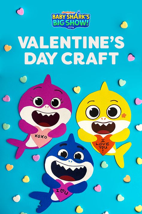 Baby Shark Valentines Cards, Baby Shark Valentine Box Ideas, Baby Shark Valentines, Shark Valentines, Valentines 2023, Shark Craft, Tarjetas Pop Up, Valentine Diy, Valentine Craft