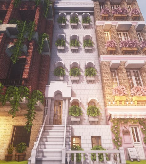 Victorian Homes Minecraft, Minecraft Townhouse, Minecraft Modern City, Cute Minecraft, Rumah Minecraft Sederhana, Minecraft Theme, Minecraft Mansion, Minecraft Structures, Minecraft House Plans