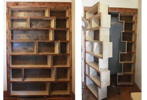 Fun, Functional and Efficient Ideas for Your New Home Construction Gömda Rum, Dold Dörr, Skjulte Rum, Hidden Door Bookcase, Pintu Interior, Secret Passages, Bookcase Door, Hidden Spaces, Secret Room