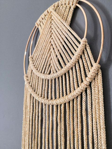 Images By Mabel On Macrame Chic Ring Wall Hanging, Modern Dream Catcher, Boho Chic Home Decor, Boho Chic Home, Pola Macrame, Macrame Rings, Feather Wall Hanging, Yarn Wall Art, Macrame Wall Hanging Diy