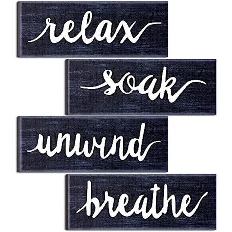 4pcs Set Bathroom Wall Art Farmhouse Wall Decors Relax Soak Unwind Breathe Rustic Bathroom Wooden Signs Funny Vintage Wooden Decor For Laundry Room Bathroom | Shop The Latest Trends | Temu Bathroom Dark Blue, Decor For Laundry Room, Bathroom Dark, Relax Soak Unwind, Elevated Homes, Laundry Room Bathroom, Wall Art Farmhouse, Vintage Laundry, Signs Funny