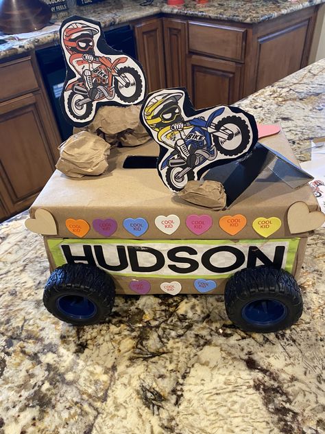 Dirt Bike Valentines, Valentines 2024, Kids Valentine Boxes, Valentine Boxes, Valentines For Boys, Valentine Box, Activity Ideas, Box Ideas, Valentines For Kids