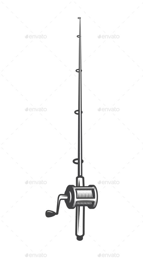 Vintage Monochrome Fishing Rod Concept #Monochrome, #Vintage, #Fishing, #Concept Fishing Rod Drawing, Fishing Rod Tattoo, Fishing Lures Art, Bass Fishing Shirts, Fishing Boots, Fishing Backpack, Fish Artwork, Coffee Tattoos, Fishing Decals