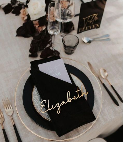 Wedding Place Cards Table Decor Laser Cut Names Personalized - Etsy Australia Place Cards Table, Personalized Place Cards, Place Card Table Wedding, Black And White Wedding Theme, Place Cards Wedding, Wedding Place Names, Cards Table, White Wedding Theme, Wedding Place Settings