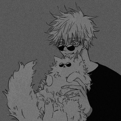 Gojo With Cat, Satoru Aesthetic, Grey Pfp, Gojo Cat, Aesthetic Grey, 31st Birthday, 75th Birthday, Cool Wallpapers, Gojo Satoru