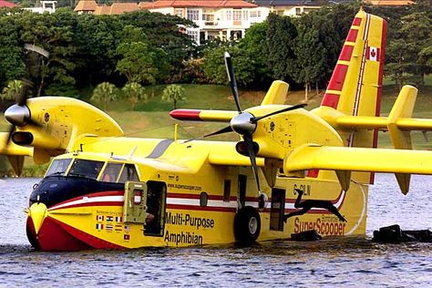 Bombardier 415: "Superscooper" — Water Bomber -- The Bombardier 415 is an amphibious Canadian water bomber — the only aircraft specifically designed for aerial firefighting. Aerial Firefighting, Plane Float, Amphibious Aircraft, Plane Flight, Wildland Fire, Float Plane, Wildland Firefighter, Airplane Flying, Aircraft Painting