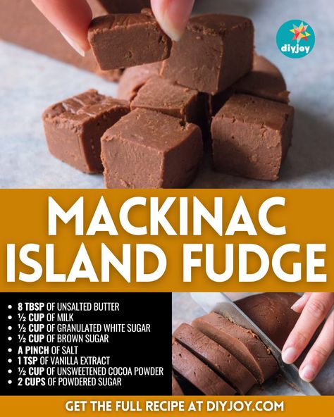 Mackinac Island Fudge Recipe, Mackinac Island Fudge, Cornbread Muffins Recipe, Rocky Road Fudge, Slushie Recipe, Candy Recipes Homemade, Fudge Recipe, Island Food, Mackinac Island