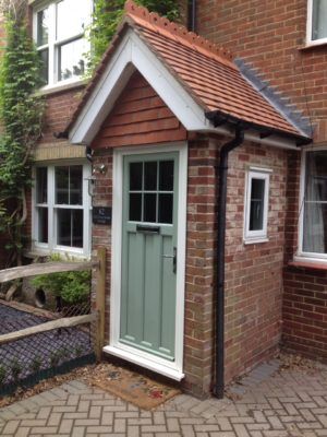 Bungalow Porch Ideas, Cottage Style Front Doors, Front Entrance Doors, Bungalow Porch, Cottage Style Doors, Timber Front Door, Porch Extension, Brick Porch, Cottage Front Doors