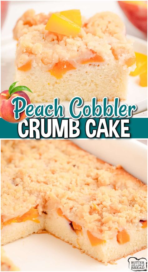 PEACH CRUMB CAKE - Butter with a Side of Bread Peach Crumb Cake, Peach Cake Recipe, Peach Cake Recipes, Italian Cream Soda, Lovely Cake, Homemade Bread Recipes Easy, Peach Cake, Special Cakes, Slow Cooker Beef Stew