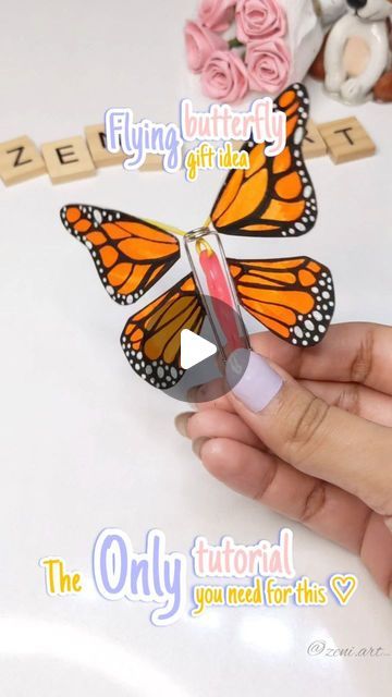 Flying Butterfly Craft With Safety Pin, Making Flying Butterflies, Butterfly Making Ideas With Paper, Diy Butterfly Birthday Cards, Diy Fluttering Butterfly, Paper Butterflies Flying, Diy Flying Butterfly With Safety Pin, Flying Paper Butterflies Diy, Flying Butterflies Diy