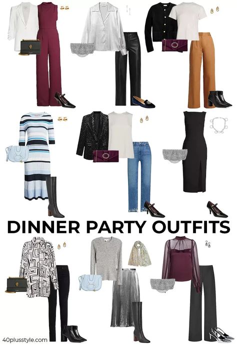 Dinner party outfits | 40plusstyle.com Inlaws Dinner Outfit, Cocktail Outfits For Women, Dinner Party Outfit Classy, Casual Dinner Party Outfit, Dinner Party Outfit Ideas, Formal Dinner Outfit, Dinner Outfits For Women, Dinner Party Outfit, Outfits For Dinner