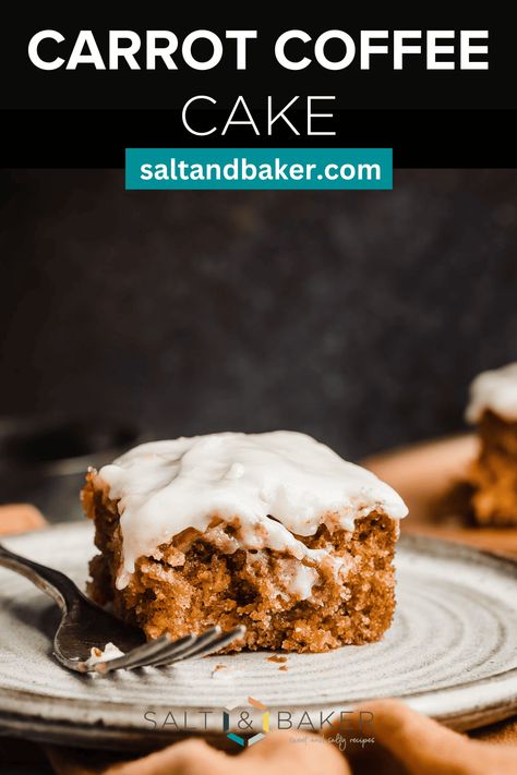 This carrot coffee cake features the warm spices of a traditional carrot cake but is much easier to make. The simple but tasty batter is topped with a divine pecan streusel which adds a delightful crunch. Once baked, you can add a cream cheese glaze to get that classic pairing, or leave it off - this cake is so moist, it doesn't really need it! Carrot Coffee Cake, Carrot Cake Topping, Cake Carrot, Carrot Cake Recipe Easy, Pecan Pie Easy, Pie Easy, Carrot Spice Cake, Cake Mixes, Best Carrot Cake