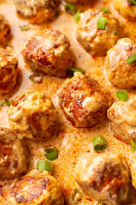 Ranch Sour Cream, Skillet Meatballs, Wing Flavors, Buffalo Meatballs, Salt Lavender, Ranch Sauce, Meatball Dinner, Buffalo Chicken Meatballs, Chicken Meatball Recipes