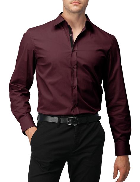 Burgundy Shirt Outfit Men, Maroon Shirt Outfit, Mens Red Dress Shirt, Maroon Dress Shirt, Red Shirt Men, Shirt Outfit Men, Formal Men Outfit, Red Shirt Dress, Black Pants Men