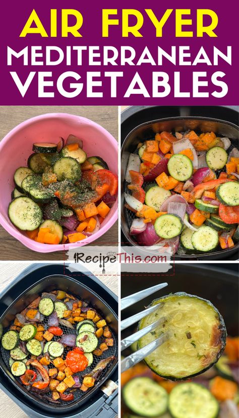 Recipe This | Air Fryer Mediterranean Vegetables Quick Clean Eating Recipes, Airfryer Healthy, Recipes Mediterranean Diet, Mediterranean Vegetables, Mediterranean Recipes Healthy, Mediterranean Fish Recipe, Recipes Mediterranean, Mediterranean Diet Meal Plan, Air Fry Recipes