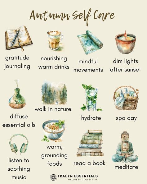 Take some time this fall for a little self care ✌️🍁♥️ #healingjourney #selfcare #healingenergy #takecareofyourself #tralynessentials Hygge Self Care, Sick Self Care, Wellness Collective, Listen To Reading, Dim Lighting, Healing Journey, Walking In Nature, Spa Day, Energy Healing