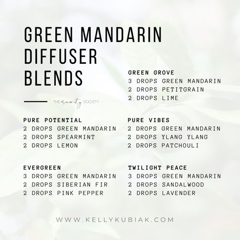 Green Mandarin Diffuser Blends, Mandarin Essential Oil Blends, Serenity Essential Oil, Essential Oil Blends Roller, Coconut Essential Oil, Essential Oil Perfumes Recipes, Doterra Diffuser, Mandarin Essential Oil, Oils Essential