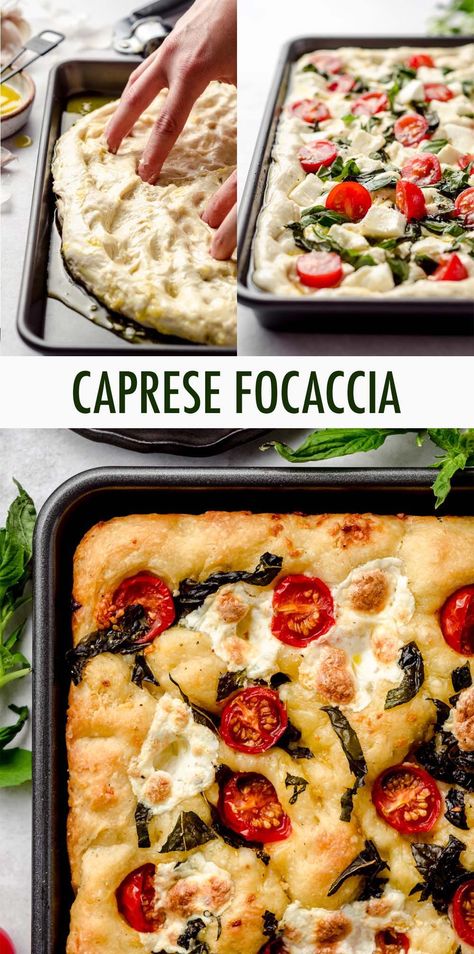 Tomato Mozzarella Foccacia Bread, Caprese Foccacia, Foccacia Recipe, Easy Focaccia, Homemade Focaccia, Foccacia Bread, Perfect Sandwich, Bread Toppings, Focaccia Bread Recipe