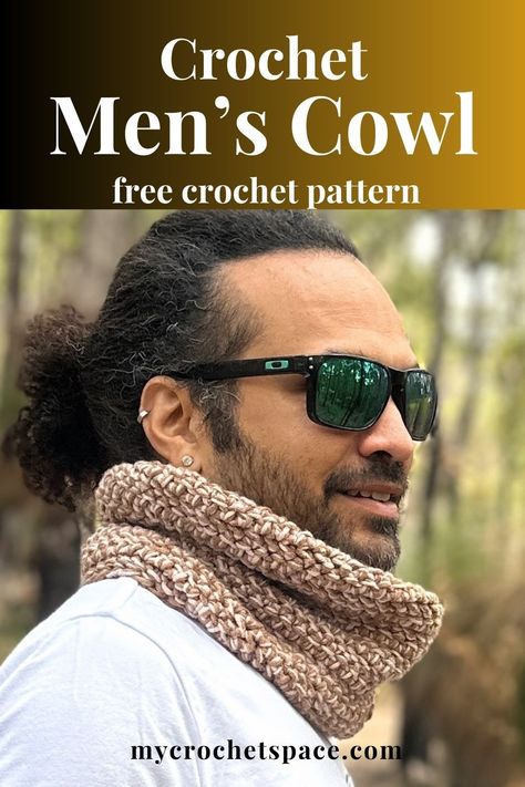 This simple men's cowl crochet pattern is easy and quick to make. Perfect for a last-minute gift for the man in your life. Mens Crochet Cowl, Crochet Cowl For Men Free Pattern, Crochet Neck Gator Free Pattern, Crochet Neck Gaiter Free Pattern, Men’s Crochet Cowl Pattern, Crochet Cowl For Men, Men’s Crochet Hats, Men’s Crochet Idea, Crochet Things For Men