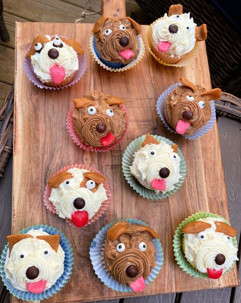 How to Make Puppy Cupcakes - Celebrate & Decorate Dog Cupcakes For Kids, Puppy Dog Cupcakes, Cupcakes For Kids, Puppy Cupcakes, Horse Birthday Cake, Salted Caramel Frosting, Dog Cupcakes, Canned Frosting, Dog Birthday Cake